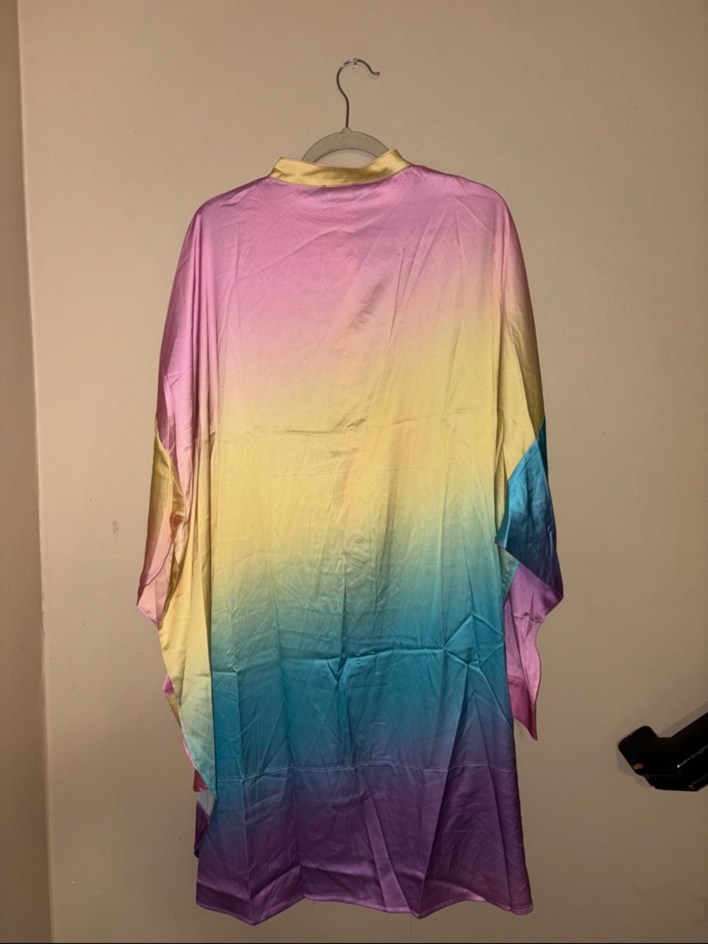 Dressed in LALA Satin Playsuit in Pastel Rainbow Daydream Oversized Small S New - Picture 6 of 9